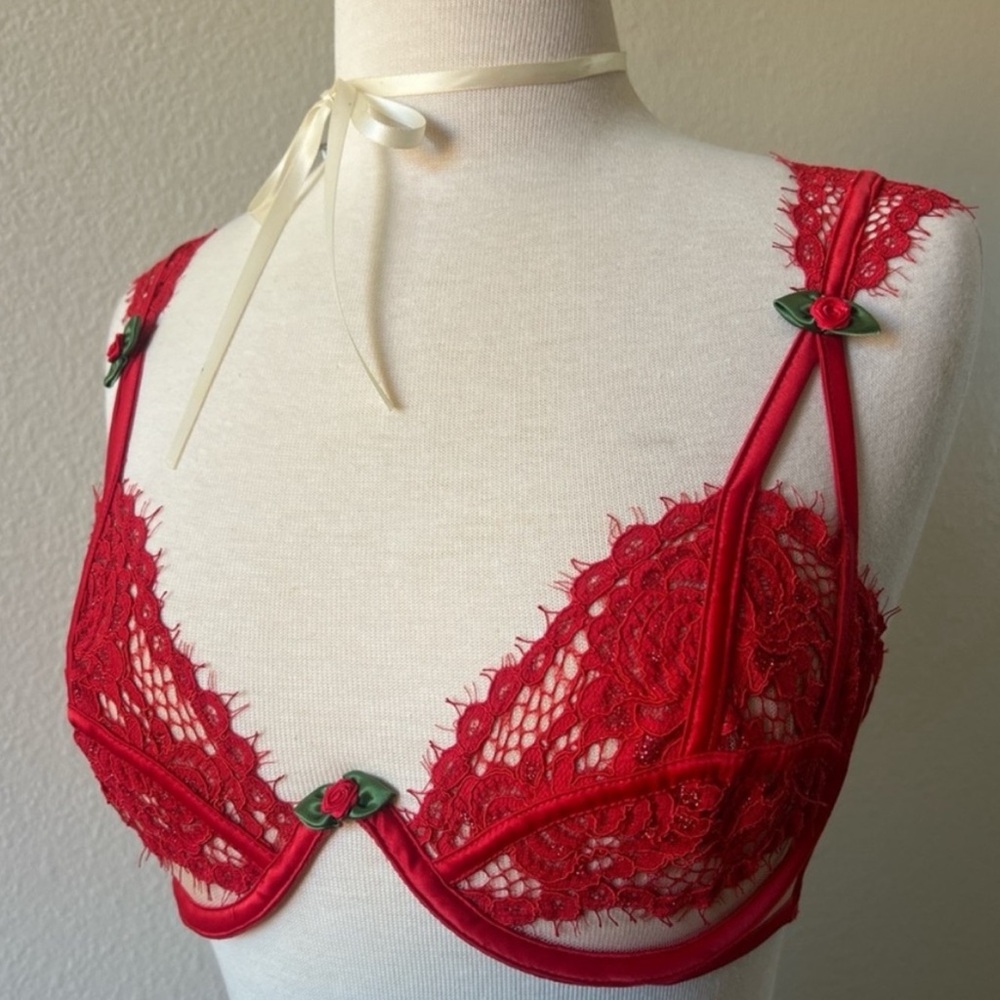 EUC For Love and Lemons red lace bra